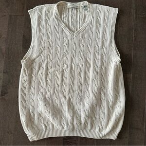 Vintage John Ashford Golf Cable Knit Vest Sweater 90's Preppy Academia Coastal L